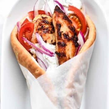 Easy Chicken Gyros with Tzatziki Sauce from foodiecrush.com on foodiecrush.com