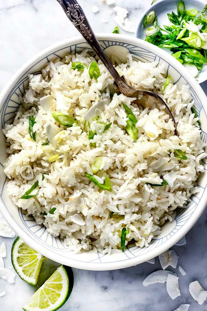 Coconut Rice in bowl foodiecrush.com