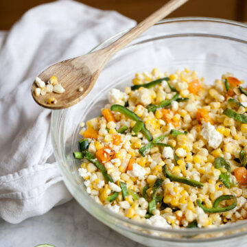 Grilled Corn and Pasilla Pepper Salad Recipe from FoodieCrush