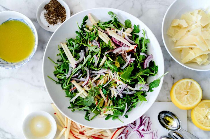 Arugula Salad with Apple and Parmesan | foodiecrush.com #salad #recipes #arugula