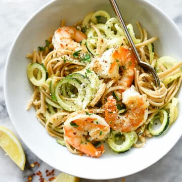Linguine and Zucchini Noodles with Shrimp