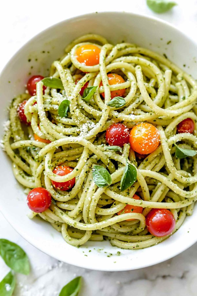 Easy Homemade Pesto Pasta Recipe | foodiecrush.com #pesto #pasta #recipe