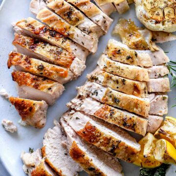 Juicy Roast Turkey Breast Recipe | foodiecrush.com #turkey #roasted #oven #breast #recipes