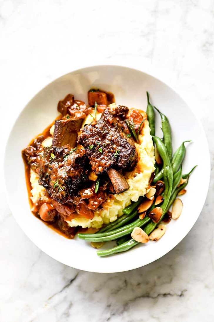 Braised Short Ribs and Mashed Potatoes in bowl foodiecrush.com