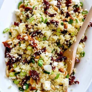 Easy Couscous with Sun-Dried Tomato and Feta | foodiecrush.com #couscous #recipes #easy #healthy #sidedish